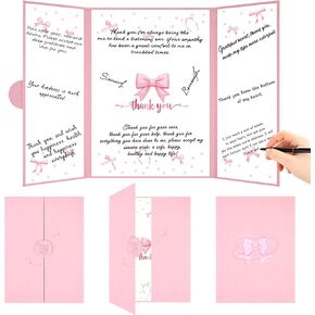 Roetyce Thank You Guest Book, Pink Bow Jumbo Thank You Card Signature Board, Thanks to Teacher Mom Staff Coworker, We Appreciate You Party Supplies, Greeting Gift for Appreciation Graduation Party