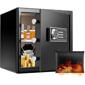 Fabao Small Home Safe مع حقيبة مقاومة للماء ، رف قابل للإزالة وقفل لوحة المفاتيح الإلكترونية ، خزانة آمنة للمنزل والمكاتب والفندق (1.5 قدم مكعب)