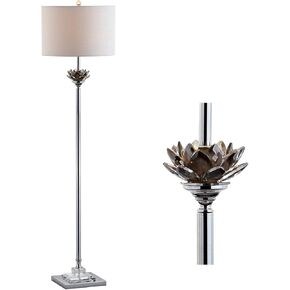 JONATHAN Y JYL2032A Amelia Lotus 59" Crystal/Metal LED Floor Lamp Contemporary,Transitional,Traditional for Bedrooms, Living Room, Office, Reading, SmokeGray/Chrome