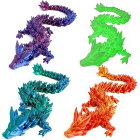 Dragon المطبوع ثلاثي الأبعاد مع أجنحة Flying Dragon 4pcs ، و 9 بوصات مفصلية مجنحة مجنحة للهدية المطبوعة ثلاثية الأبعاد ، ديكور الحيوانات الأليفة المكتبية ، مجموعة ألعاب تململ