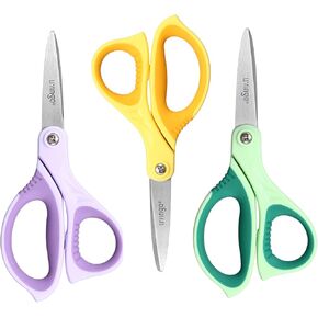 LIVINGO 6" Kids Scissors for School - Pointed Tip Student Scissors for Children Comfortable Grip Craft Cutting Paper, Ages 8-11