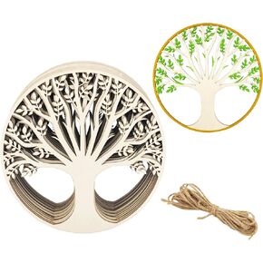 15 Pack 6 Inch Wooden Tree of Life Cutouts - Unfinished Wood Crafts Hanging Ornaments DIY Gift Tags for Home & Party Decoration