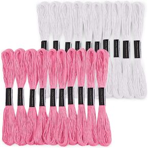 20 Skeins White & Pink Embroidery Floss,8m Cotton Embroidery Floss-Cross Stitch Thread