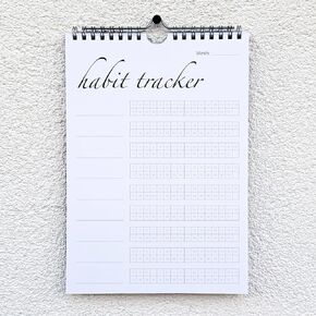 تقويم تعقب العادة (غير مؤرخ 12 شهرًا) مع Silver Spiral Bound and Hanger ، 7 "X10" Planner ، Daily Weekly Tracker Journal ، Habital Calendar ، تخطيط ملون.
