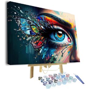 Paint by Numbers for Adults Acrylic Eye by Number Carp Paint by Number Kits Colorful Butterflies Paint by Numbers for Adults Beginner Abstract Artwork Wall Decor Oil Painting, 16"x 20" Unframed in Kuwait