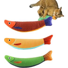 Cat Toys Catnip Saury Fish ، صوت الجرس ، ناعم ودائم ، للقطط للاستيلاء ، ركلة ، وتصارع مع ، 9.4 بوصة ، 3 PCS PC402-1