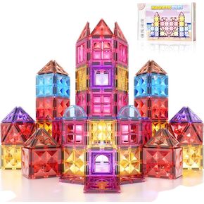 Magnetic Tiles Princess Castle Toys for Girls Kids Ages 1-3,3-5 4-8 8-12, Diamond Magnet Building Blocks Birthday Set for 3 4 5 6 Toddlers Girl, Stem Educational Toddler Toy