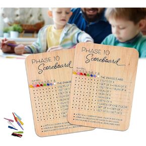 مرحلة 10 نقاط نقاط ، 2025 New Wooden Phase 10 Score Score و Round Tracker مع 8 أوتاد ملونة ، ألعاب بطاقات لوحات العائلة الكلاسيكية للعائلة