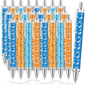 24 Pcs Blue Dog Ball Point Pens Blue Navy Brown Tan Orange Paw Pens Bulk Fancy Retractable Cute Party Favors for School Teaching Birthday Wedding Gifts Office Classroom Supplies