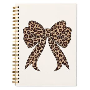 Wxhum Coquette Preppy Leopard Bow Notebook Notebook Journal ، هدايا Leopard للنساء ، المجلات المجلات الجمالية الرجعية العصرية ، 5.5 × 8.3