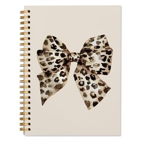 Wxhum Coquette Preppy Leopard Bow Bow Notebook Journal ، هدايا طباعة الفهد للنساء ، المجلات المجلات الجمالية العصرية ، 5.5 × 8.3