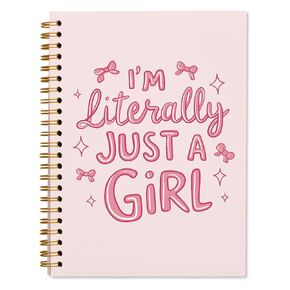 Wxhum Coquette Preppy Pinpy Spiral Notebook Journal ، Coquette Preppy Gifts for Women Teen Girls ، أنا حرفيًا مجرد Girl Pink Bow Bow Notebooks Journals for Work School Note ، 5.5 × 8.3