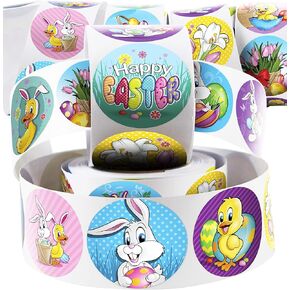 Kangaroo 500 Count Easter Stickers ، 100 لكل لفة ملصق عيد الفصح ، و 5 ملصقات حشو البيض من ملصقات عيد الفصح - ملصقات بيض عيد الفصح للأطفال - ملصقات أرنب عيد الفصح للأطفال