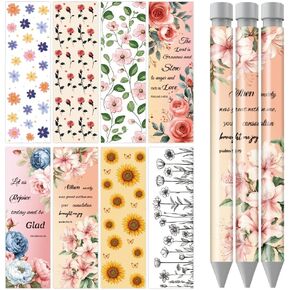 WADORN COLLORLULL FLOROL UV DTF PEN ملصق نقل ، 48 ورقة الأزهار نابضة بالحياة HD PRINT UV DTF PEN شارات لاصقة مخصصة DIY