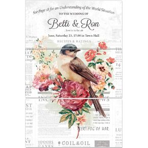 PLIGREAT 3 Sheets Floral Bird Rub on Transfer for Crafts, 6" X 12" Vintage Newspaper Furniture Transfer Decals Waterproof UV Transfer Sticker for Drawer Cabinet Ceramic Scrapbook Journal Decorative