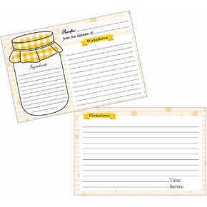 50 Pack Mason Jar Recipe Cards 4×6 inch Double Sided Cards For Wedding,Bridal Shower,Farmhouse