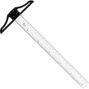 T-Square 24 "مع شفرة أكريليك واضحة ، زاوية 90 درجة دقيقة ، حواف احتراق مزدوجة ، علامات بوصة/سنتيمتر ، حواف مشطوفة ، مسطرة مربعة مع قضية حمل واقية