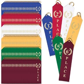 شارة Hodges - 150 Pack - 1st 2nd 3rd 5th 5 and 6th Award Ribbons - 25 لكل منهما - صنع في الولايات المتحدة الأمريكية