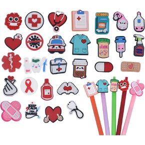 28pcs قلم رصاص طبي ، مقطع قلم طبي جميل لزيادة ممرضة المستشفى ، ملائمة لمستشفيات مكتب ديكور القلم بالمستشفيات