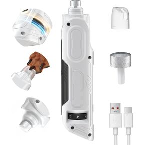 Dog Nail Grinder with 2 LED Lights Powerful 6-Speed Dog Nail Trimmers with 2 Grinding Wheels Super Quiet Rechargeable Pet Dog Nail File for Large Medium Dogs Cats - White