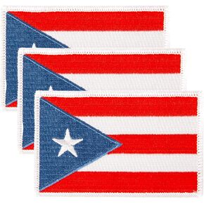 Desert Cactus Puerto Rico Flag Patch – 3.5" x 2.25" Embroidered Iron On/Sew On Applique for Blazers, Jackets, Backpacks, Bags, Hats & Tactical Gear – (3-Pack Patch)