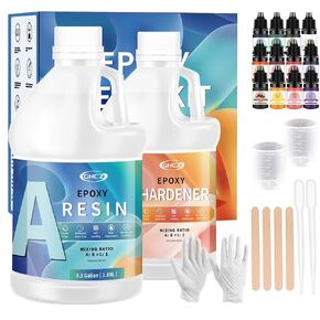 Epoxy Resin Kit 1 Gallon - Crystal Clear 2-Part Epoxy Resin, Bubble Free,Yellowing Resistant, Self-Leveling, Food Safe for Countertops, Casting, Jewelry Making - Easy to Mix 1:1 Ratio Resin Kit