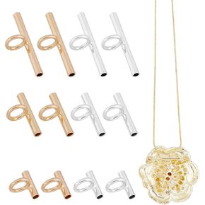 SUPERFINDINGS 12Pcs 3 Sizes Pin to Pendant Converter Brass Brooch Pendant Converters Golden and Silver Brooch Converters for Changing Brooches Pins to Pendant