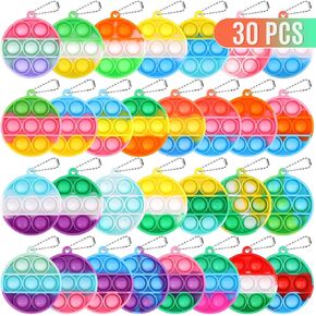 30 Pack Kids Party Party Favors Toys Toys Bulk Mini Mini Pop-Tidge-keychain تفضل بحفل أعياد الميلاد لصالح الأطفال 4-8،8-12 جوائز فصول Pinata الصغيرة.