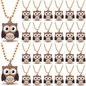 Cicibear 24 Pack Owl Netclace Party Fords مع Mardi Gras Beads لأصدقاء الغابات وودلاند حيوانات ، وفضلات الحفلات ، والزخارف المنزلية ، والاحتفالات بعيد الميلاد