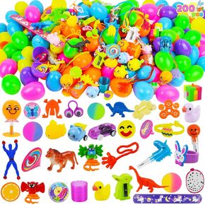 JOYIN 200 PCS Easter Prefilled Eggs with Assorted Toys for Easter Basket Stuffers, Egg Hunt Supplies, Classroom Prizes, Party Favor