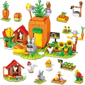 Easter Gifts for Kids, 12 Piece Easter Toys Creative Building Blocks Set with Rabbit, Carrot & Holiday Décor | Easter Toys for Kids Basket Stuffers, Party Favors & Indoor Play Activity