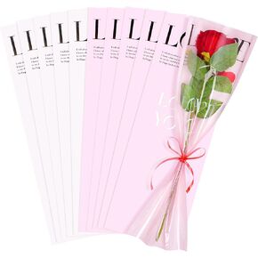 Haakong 60 PCS Single Rose Sleeve للباقات الأكياس لفائف الزهور لحضور حفل التخرج عيد الحب في عيد الحب (60)