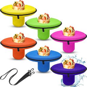 Honeydak 6 PCS Neoprene Holding Drink Holder Flosting Coaster Pool Boot حامل مشروب مع حبل لصالح Summer Tub Lake Boat Water ، الحجم المتوسط