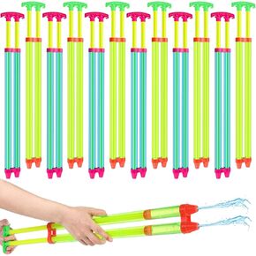 Libima 12 Pcs Crayon Water Gun 24.8 Inch Double Tube Water Squirter Colorful Water Shooter Outdoor Water Toys Plastic Water Suction Gun for Summer Pool, Beach, Water Park, Garden, Indoor Outdoor Game