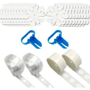 Paypie Balloon Tie Tool Tool Arch Strick ، ​​20 PCS Balloon Flower Arch Clips ， 32 قدم شريط الشريط البالون ， 200 PCS Point Dots Tape ， 2 PCS أداة ربط ， Picnic Balloon Arch Strip Kit