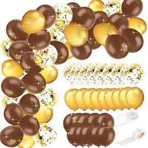 ديكورات حفل التخرج الذهب بني 2025/البالونات الذهبية البنية 45pcs للغابات تيدي دب استحمام الطفل وايلد ويست رعاة البقر/زخارف عيد ميلاد الذهب البني