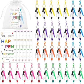 craftshou 144 Pcs Nurse Pen Set Mini Highlighters Retractable 4 in 1 Ballpoint Pen Permanent Marker Pen Nursing Keychain Clip Thank You Card and Organza Bag Nurse Badge Accessories for Hospital Gifts