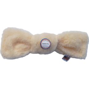 Made in USA 13 inch x 4 inch Imitation Sheepskin Plush Tuggy Knot Dog Toy - No Stuffing Squeaky Dog Toy, For Medium And Large Breeds. No Fill Cream Color.