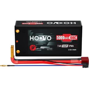 HOOVO 2S 7.4V 100C 5000MAH RC Shorty Lipo Battery Case Pack مع موصل BULLET T 4.0 مم لـ RC 1/10 سيارات سيارات سيارات TRUGGY RACING