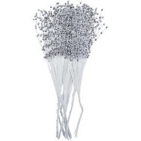 100pcs 3mm pearl stick سيقان باقات ، حبة حبة إكليل رذاذ حشو حشو الزهرة الاصطناعية ترتيبات الأزهار لحفل الزفاف المنزل ديكورات الشجرة