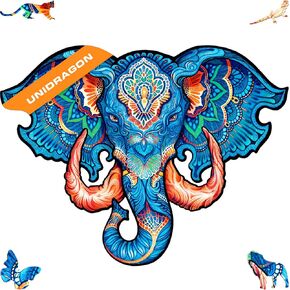 ألغاز Jigsaw الخشبية الأصلية Unidragon - الفيل الأبدي ، 299 جهاز كمبيوتر ، حجم King 16 "x12.3" ، حزمة هدايا جميلة ، أفضل هدية فريدة من نوعها للبالغين والأطفال