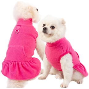 Small Dog Fleece Shirt Turtleneck Dog Sweater Vest, Dog Winter Fall Clothes Dog Sweatshirt with D Ring, Warm Dog Fleece Dresses Pet Pullover Puppy Jacket, Dog Cold Weather Coat Pet Apparel