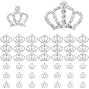 Webeedy 60 PCS Crystal Rhinestone Crown Ebellishments 2 أحجام التاج الفضي Flatback تزيين للهاتف الحالي لبطاقة الصدفة الزخرفة DIY Making