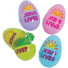 Fun Express Jumbo Filled Religious Easter Eggs - Easter Party Supplies - 24 Pieces