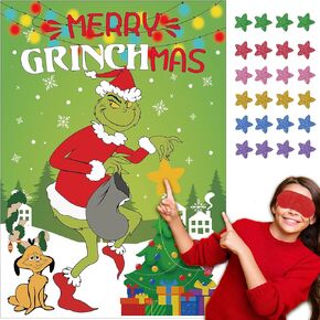 ألعاب عيد الميلاد - PIN The Star Christmas Crafts Games for Kids Family Party ، ألواح الحفلات ، مستلزمات الزخارف الحفل