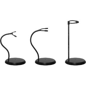 Adjustable Doll Stand and Action Figure Display Stand with Flexible Waist Clip and Bendable Metal Arm for 7 to 13-Inch Dolls Or Action Figures (3pcs black)