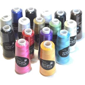 Bundle Set of 16 Assorted Colors of Serger Quilting Embroidery Thread Cones - 1500M