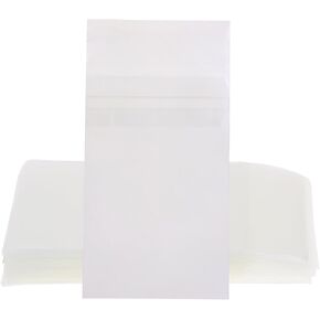 ONLYKXY 50pcs Soft Clear Plastic Small Bag Self Adhesive Storage Pouch Sleeve Cover Pocket Holder Photo Protector for Collectible Coin Jewelry Craft Sport Trading Card,61x94mm