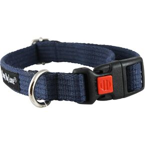 Cotton Web Adjustable Dog Collar with Locking Device 4 Sizes Blue (Medium: Neck: 14"-19"; Width: 3/4")