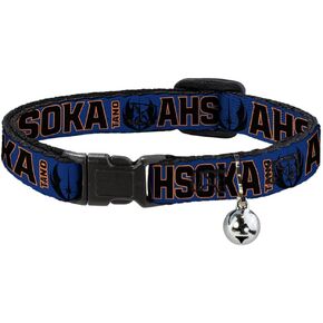 Buckle-Down Star Wars Cat Collar, Breakaway Collar with Bell, Star Wars Tano Ahsoka Pose and Jedi Order Insignia Blues, 8.5 to 12 Inches 0.5 Inch Wide